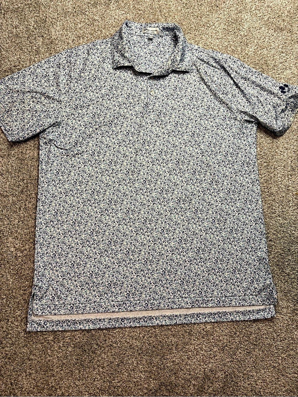 Peter Millar Summer Comfort Cocktail Print Performance Polo in Blue & White